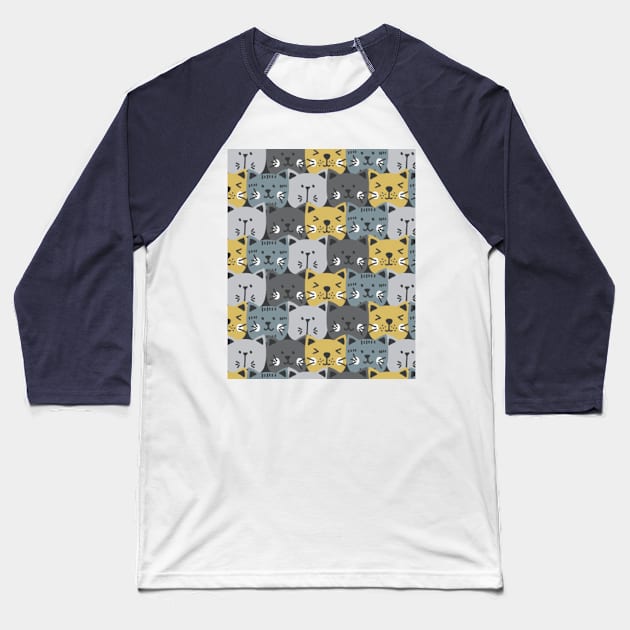Cat Pattern , cute cat , Funny cat Baseball T-Shirt by M.G Design 